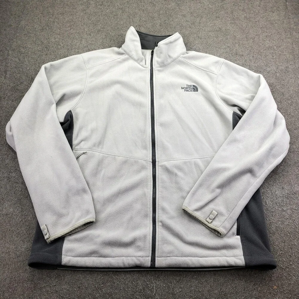 The North Face Jacket Mens XL Gray Fleece Full Zip Colorblock Hiking Outdoor